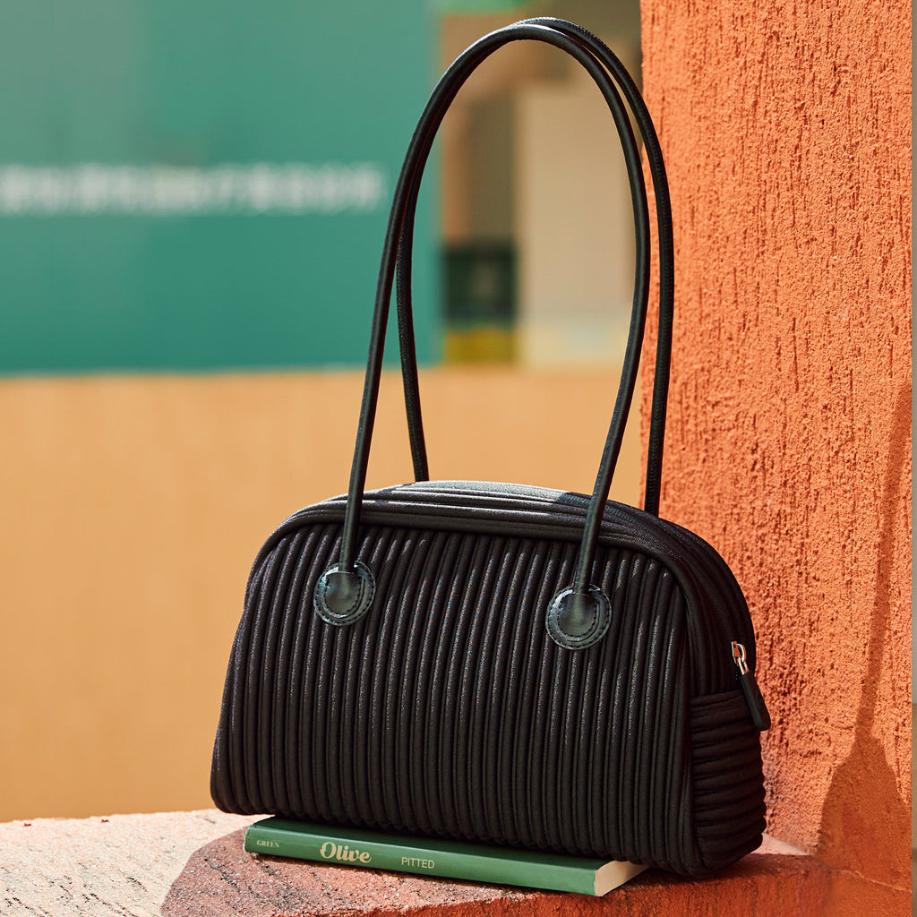 ONIMALS Retro Women's Bowling Bag Vertical Pleated Textured Handle Shoulder Bag for Wholesale & Boutique