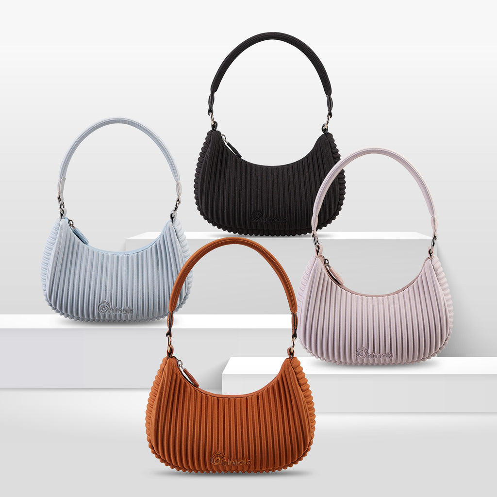 Onimals Fashion Women's Crescent Bag Vertical Pleated Texture Padded Handle Shoulder Bag Custom Logo Accepted