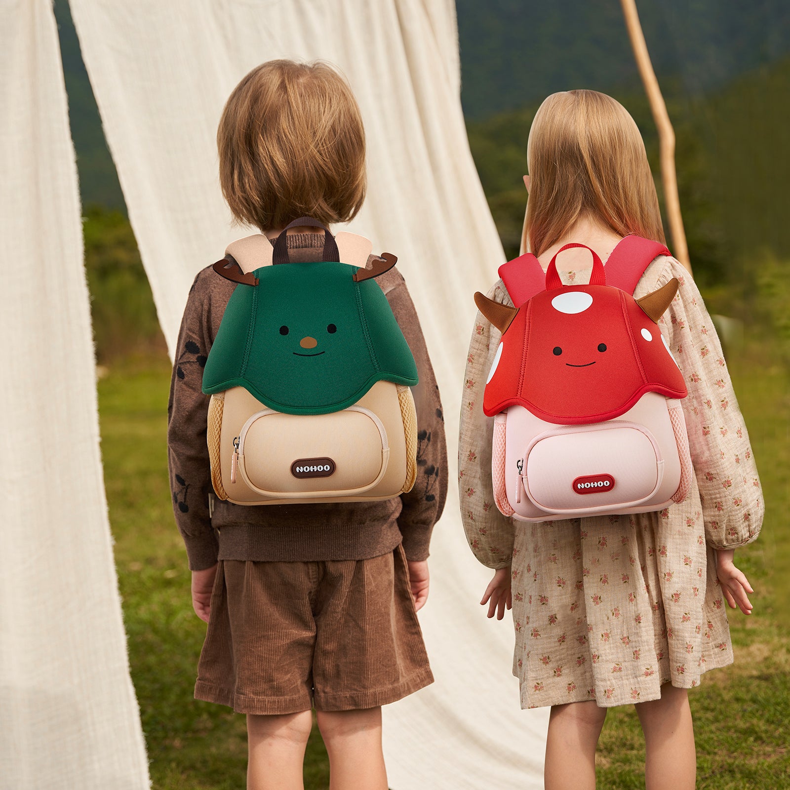NOHOO Cartoon Cute Kids Backpack Angel Children's School Bags for Kindergarten Kids Bag Child Backpack Washable