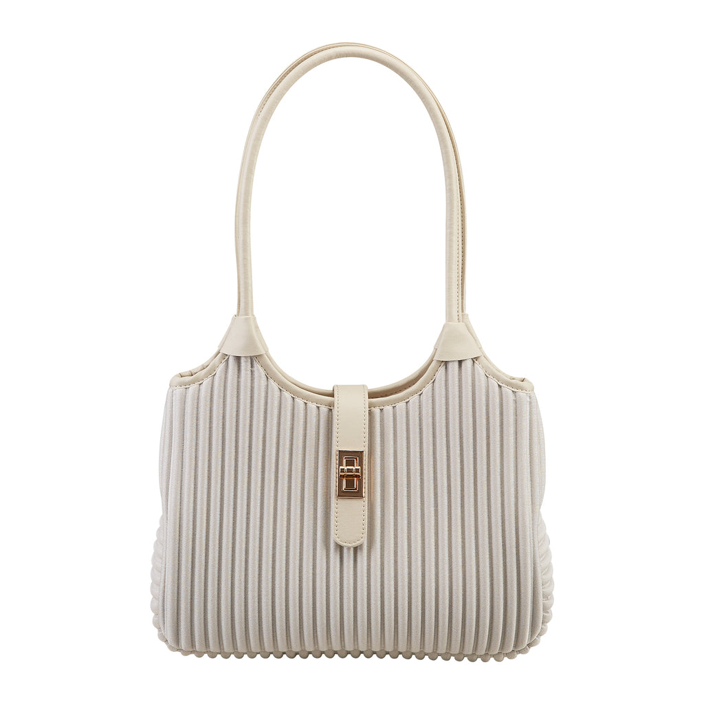 ONIMALS Minimalist Pleated Shoulder Bag Solid Light Blue Hobo Handbag with Lock Closure Quality Craftsmanship Bag