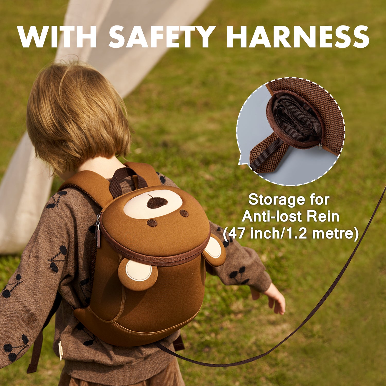 Nohoo Anti-lost Hot Selling Traveling Bag Cute Brown Bear Style for Ages 2 Years Old Above Kids Backpack