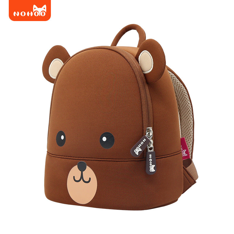 NOHOO Brown Bear Backpack Toddler Schoolbag for Kids Cartoon Kindergarten Schoolbag for Toddler Boys and Girls Kids