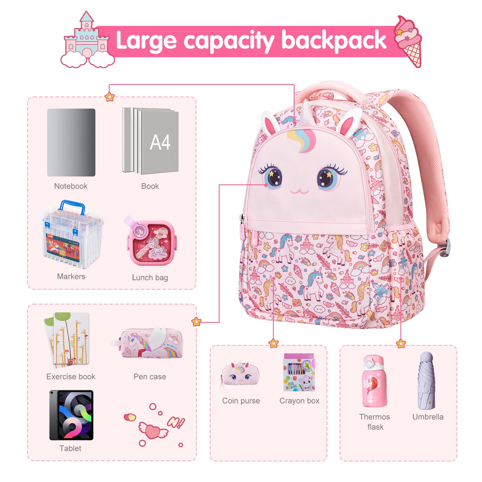 NOHOO New Fashion Mermaid Backpack Kid's School Bags for Simggle Series Teenagers Back Bags