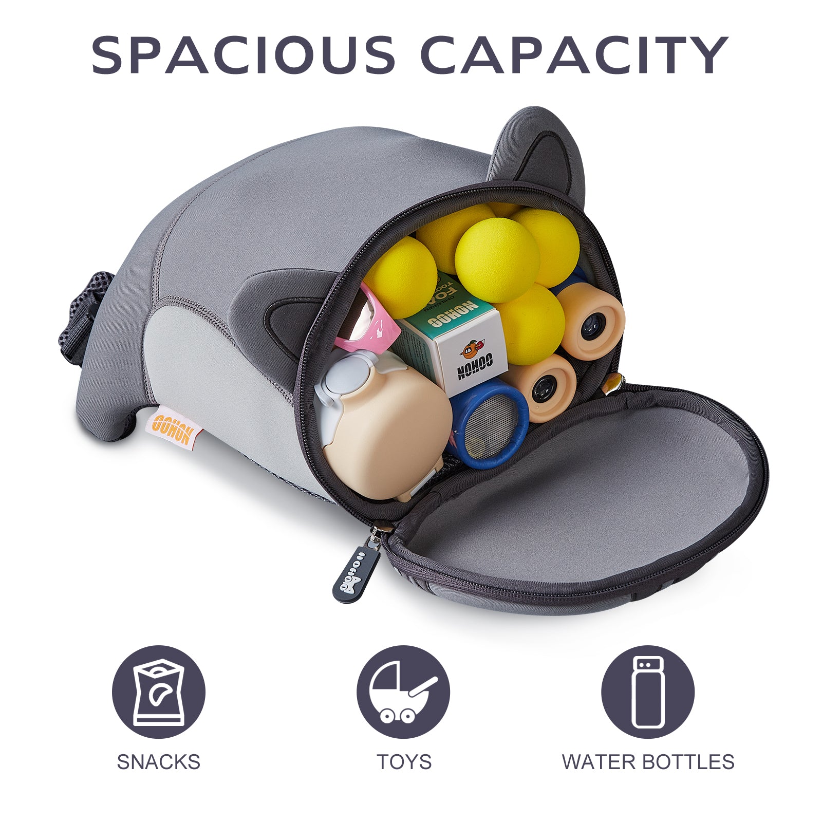 NOHOO High Quality Spot Inventory 3D Grey Cat Cute Children's Backpack Papa Bag for Kindergarten