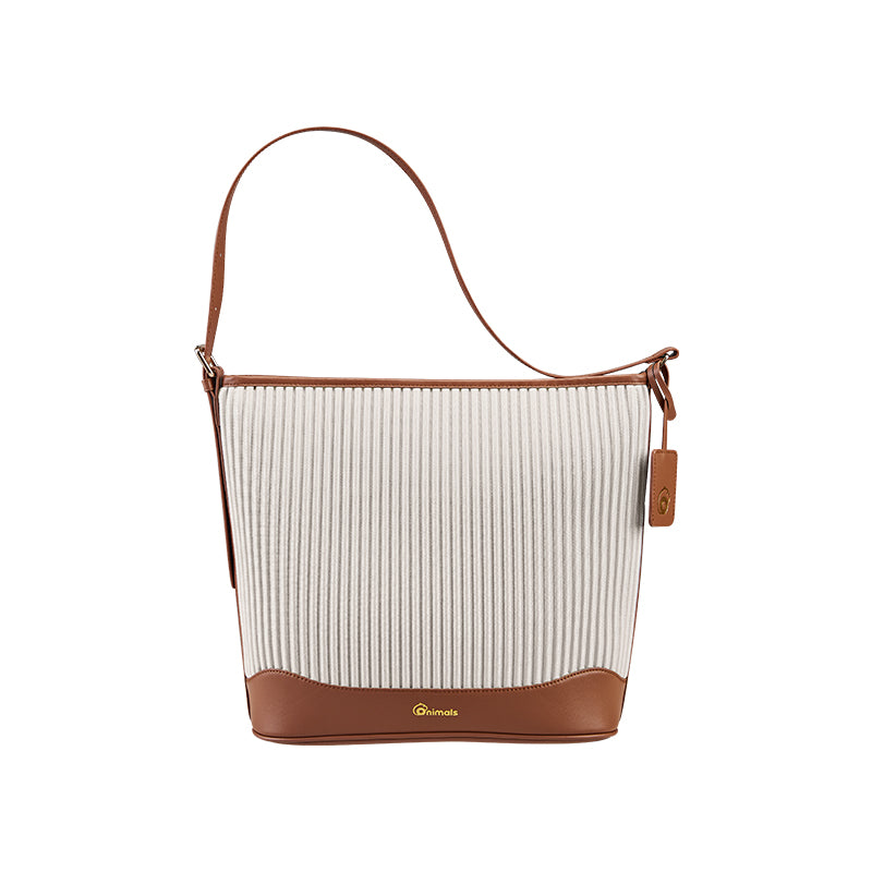 Onimals Wholesale Pleated Hobo Bags Bulk Available Two-Tone Vertical Pleated Shoulder Tote Bags
