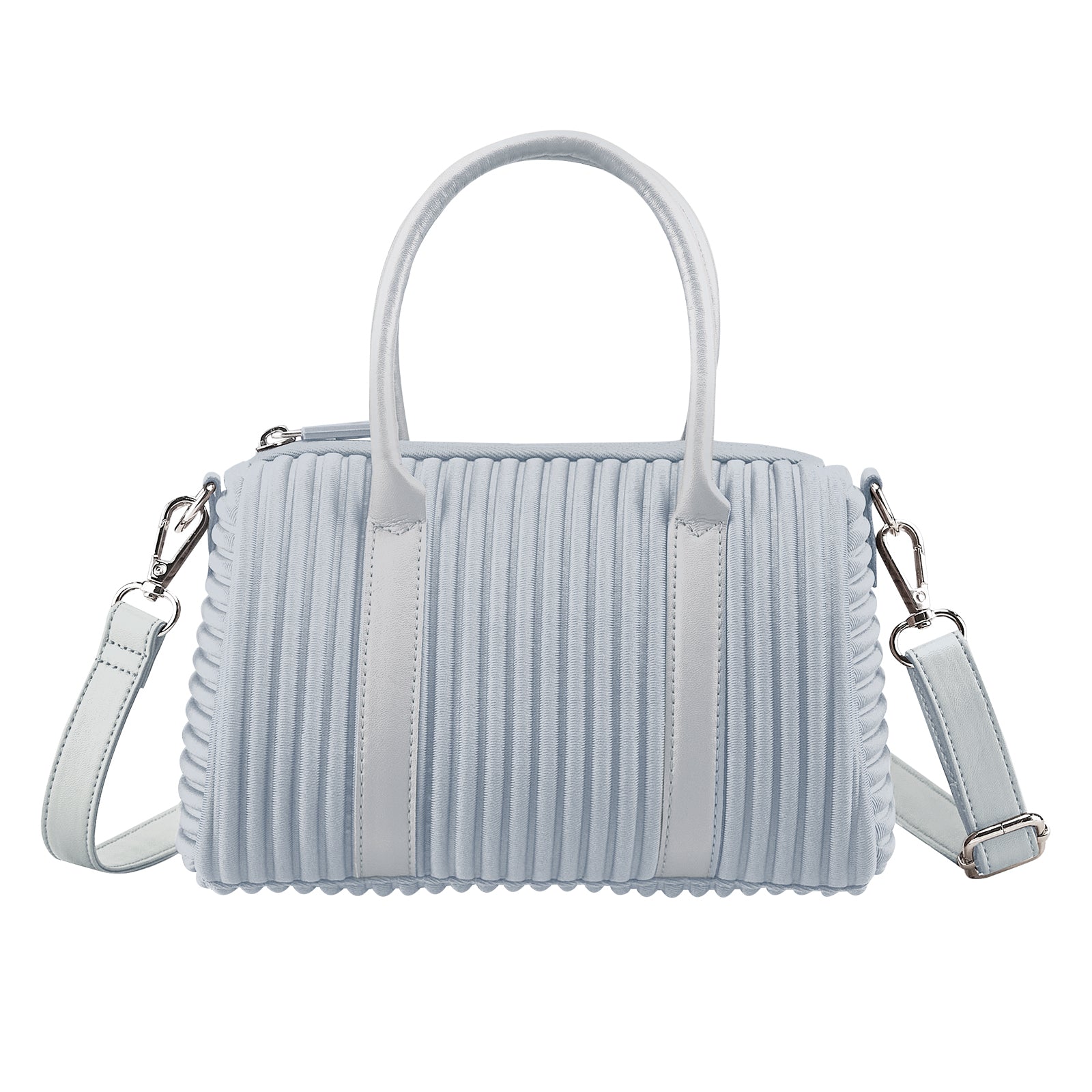 ONIMALS Fashion Women's Boston Bag Vertical Pleated Texture with Detachable Shoulder Strap Multi-Color