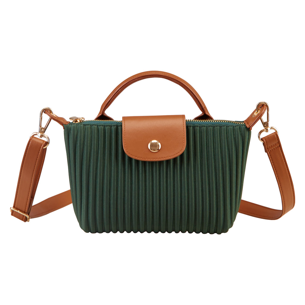 ONIMALS New Arrival Pleated Crossbody Bag Solid Brown Fashion Handbag with Secure Zipper Women's Accessory