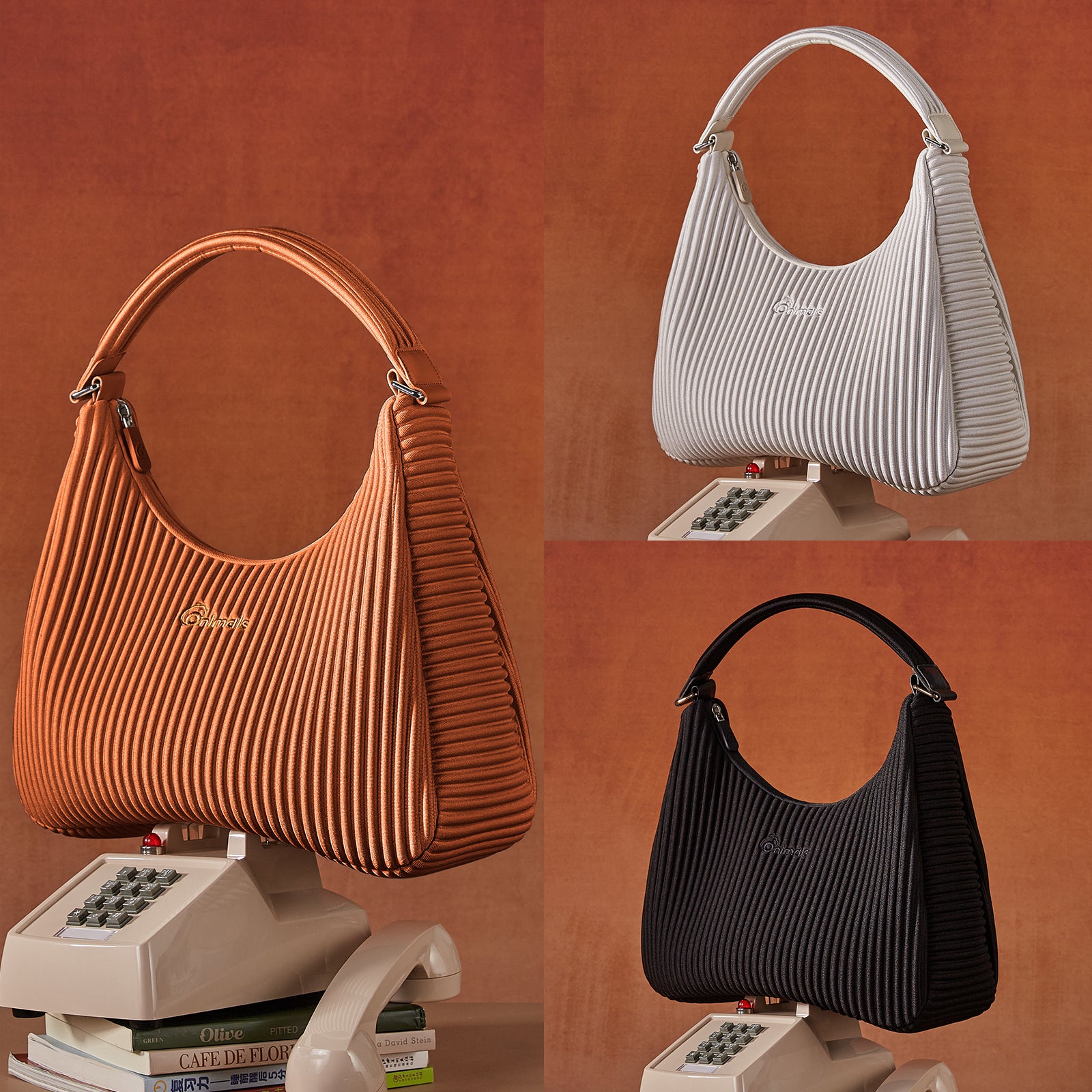 ONIMALS High Quality Solid Color Fashion Underarm Women Bag for Dating Business