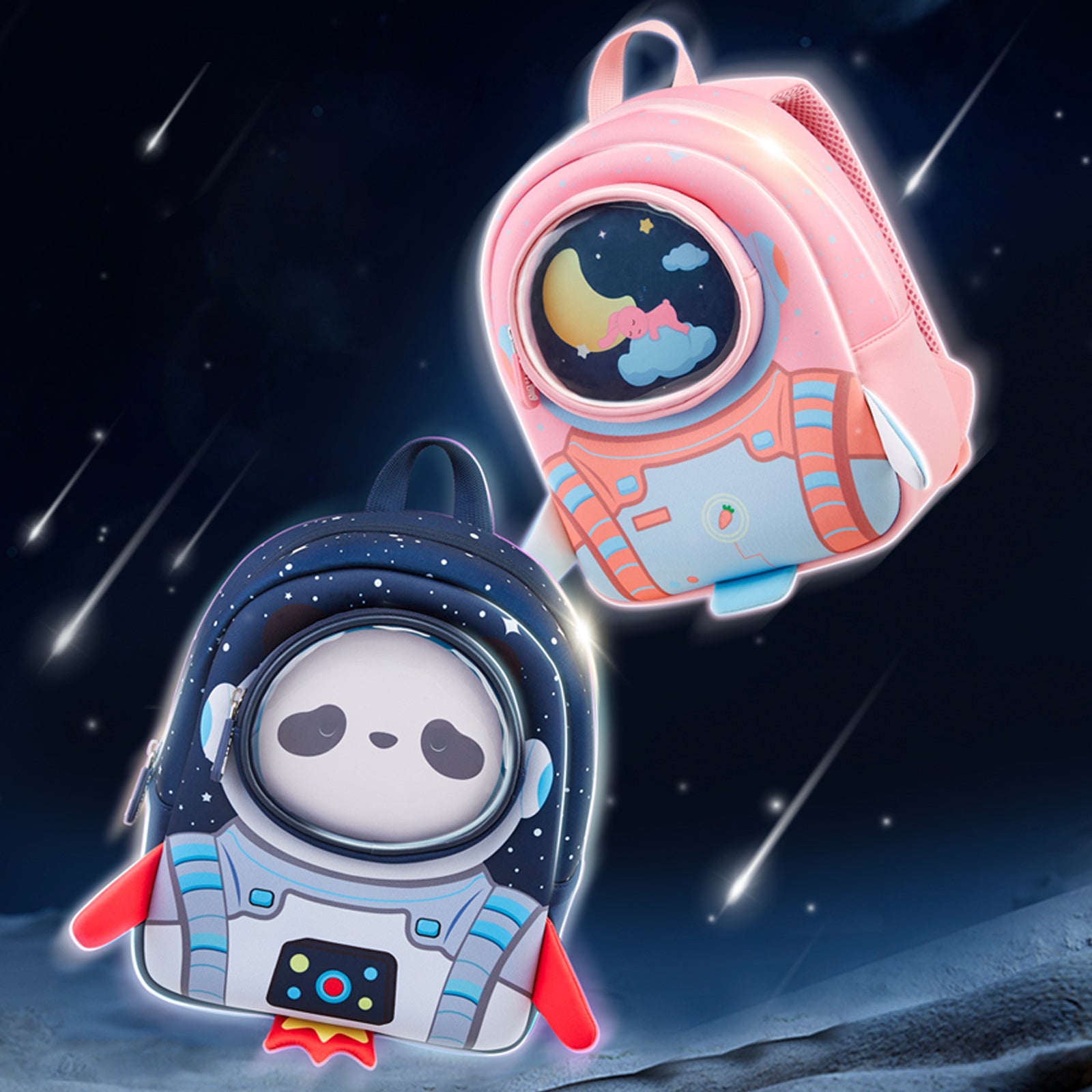 NOHOO High Quality New Children's Cartoon Cute Rocket Shoulder Kindergarten School Bag for Unisex