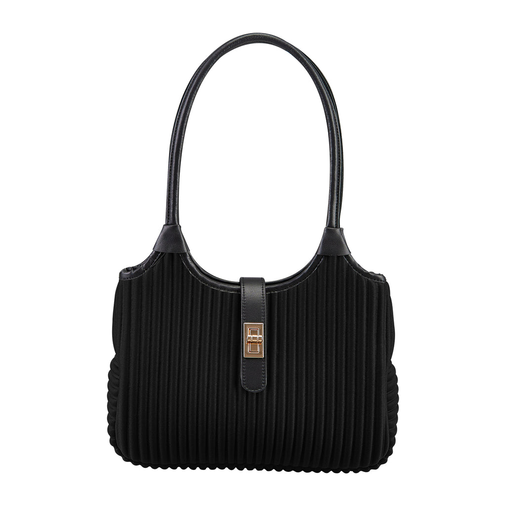 ONIMALS Minimalist Pleated Shoulder Bag Solid Light Blue Hobo Handbag with Lock Closure Quality Craftsmanship Bag