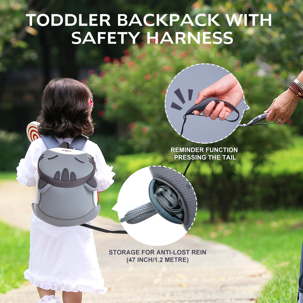 NOHOO High Quality Spot Inventory 3D Grey Cat Cute Children's Backpack Papa Bag for Kindergarten