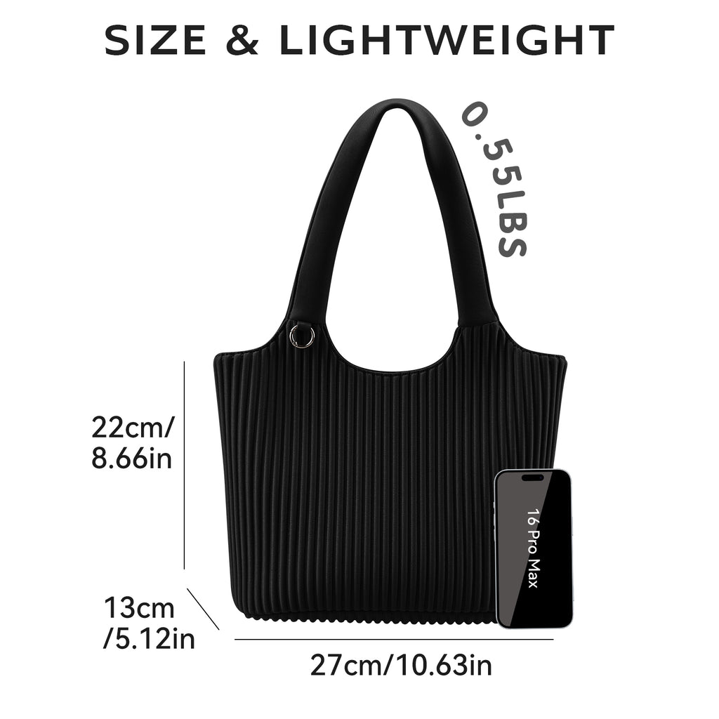 ONIMALS Fashion Women's Tote Bag Vertical Pleated Texture with U-Shaped Handle Large Capacity Shoulder Bag