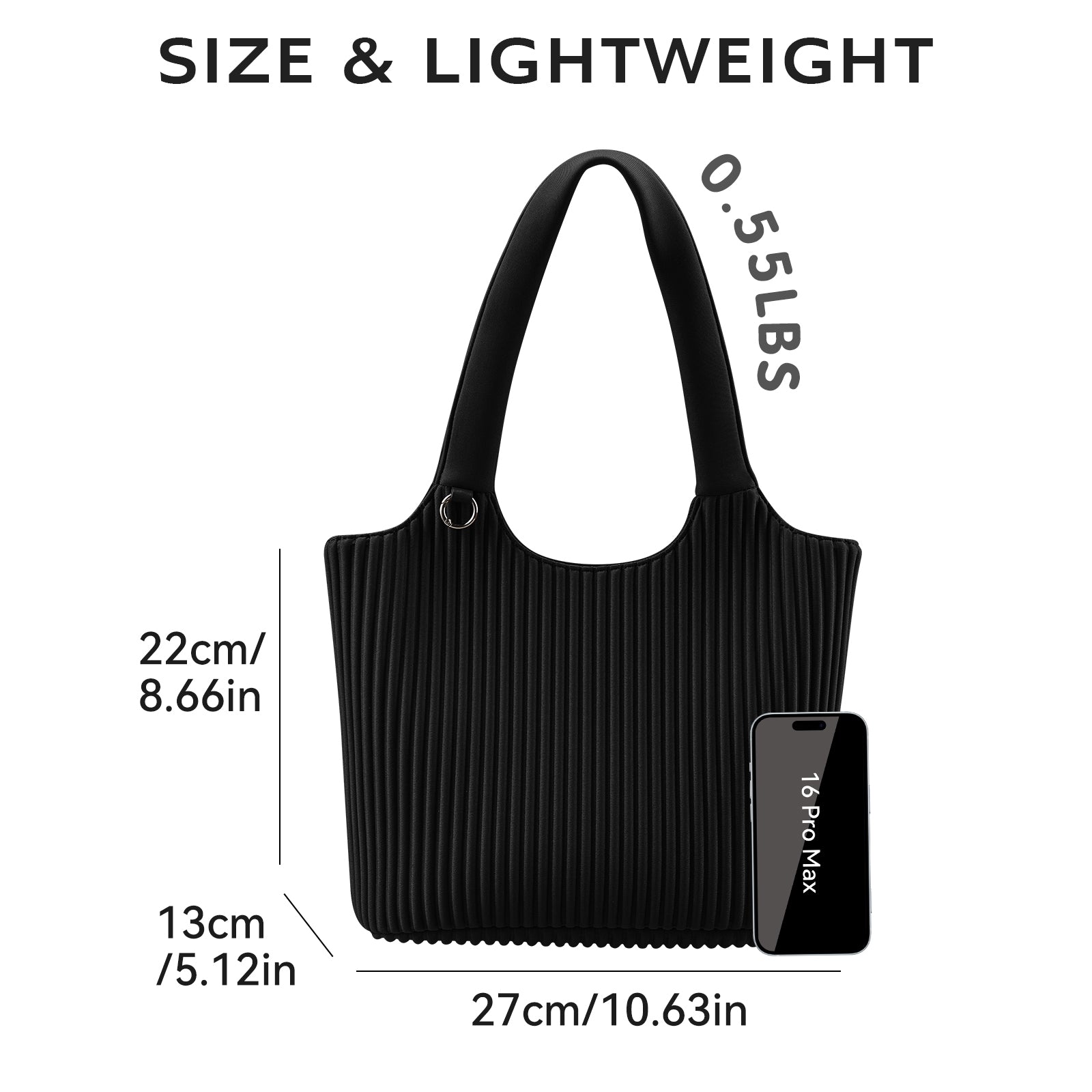 ONIMALS Fashion Women's Tote Bag Vertical Pleated Texture with U-Shaped Handle Large Capacity Shoulder Bag