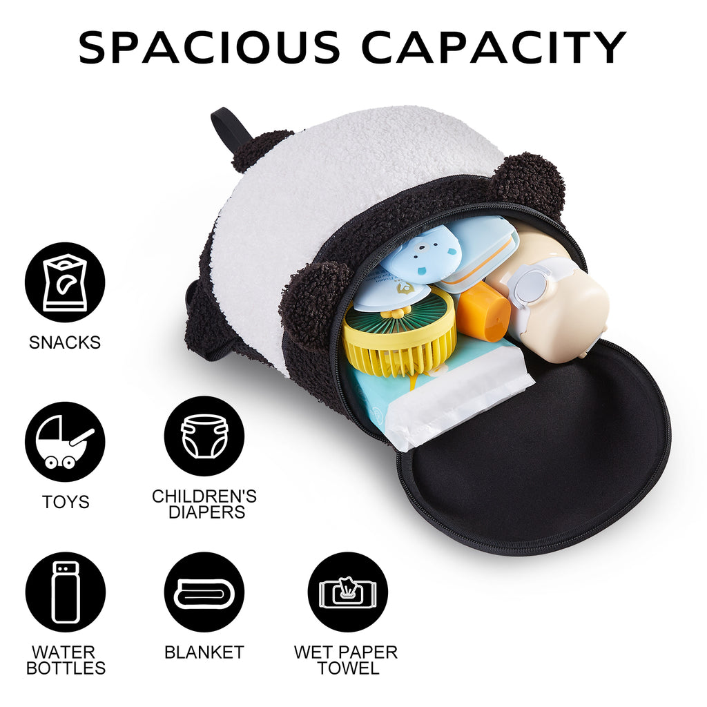 NOHOO New Trendy Plush Faux Fur Girls' School Bag Children's Backpack Cute Panda Plush Backpack