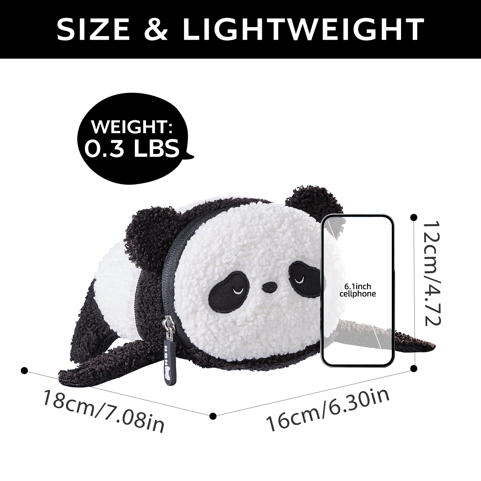 NOHOO New Panda 3D Fanny Pack Waist Bag for Ages 2 Years Above Children Pocket Chest Bag Baby Crossbody Kids Bag Berber Fleece