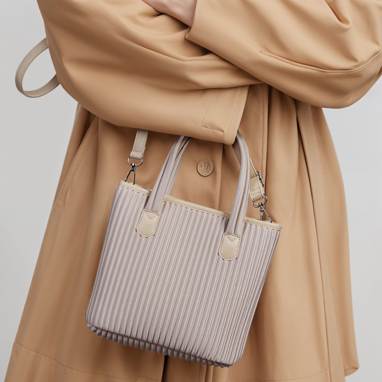 ONIMALS Fashion Women's Mini Tote Bag Vertical Pleated Texture with Detachable Shoulder Strap Multi-Color Available