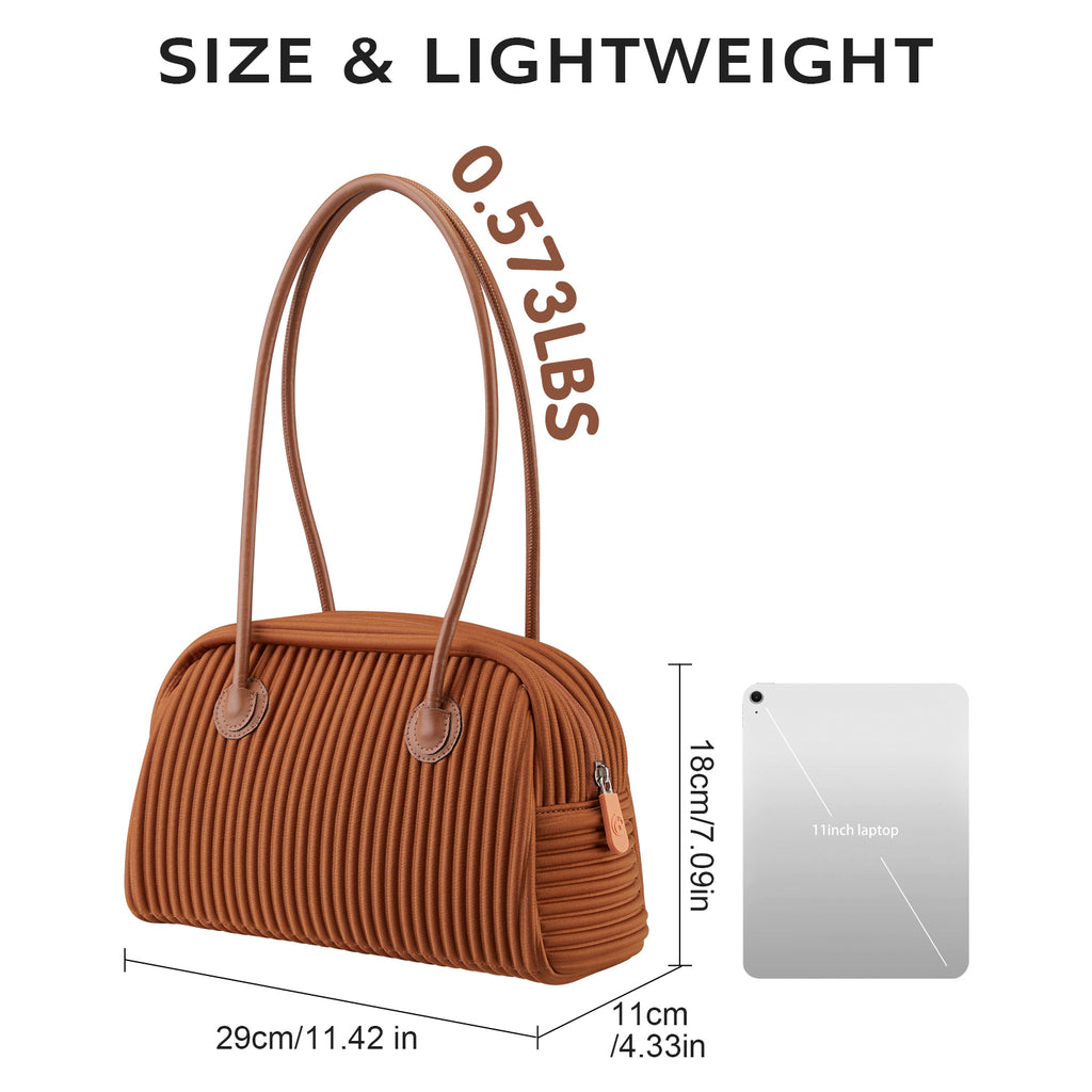 ONIMALS Retro Women's Bowling Bag Vertical Pleated Textured Handle Shoulder Bag for Wholesale & Boutique