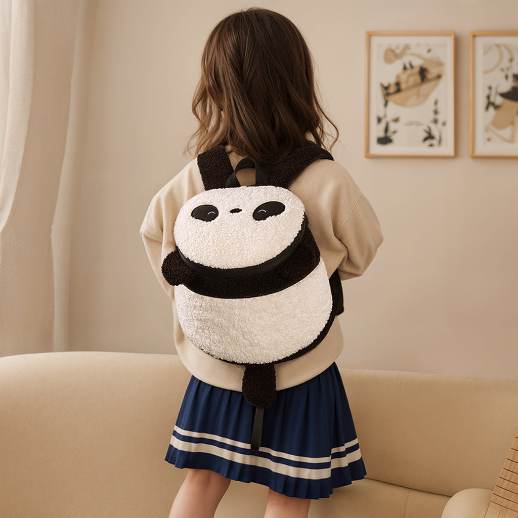 NOHOO New Trendy Plush Faux Fur Girls' School Bag Children's Backpack Cute Panda Plush Backpack