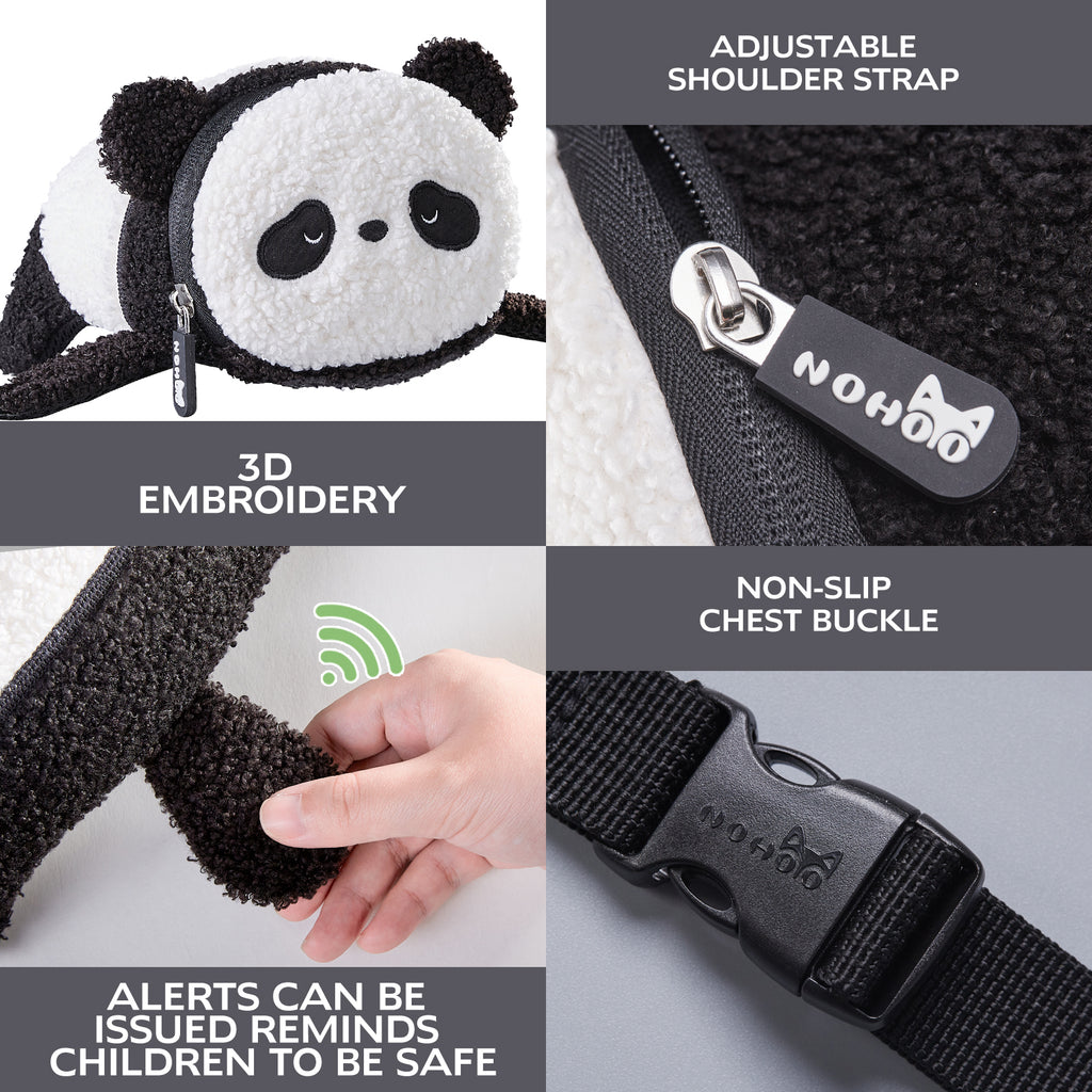 NOHOO New Panda 3D Fanny Pack Waist Bag for Ages 2 Years Above Children Pocket Chest Bag Baby Crossbody Kids Bag Berber Fleece