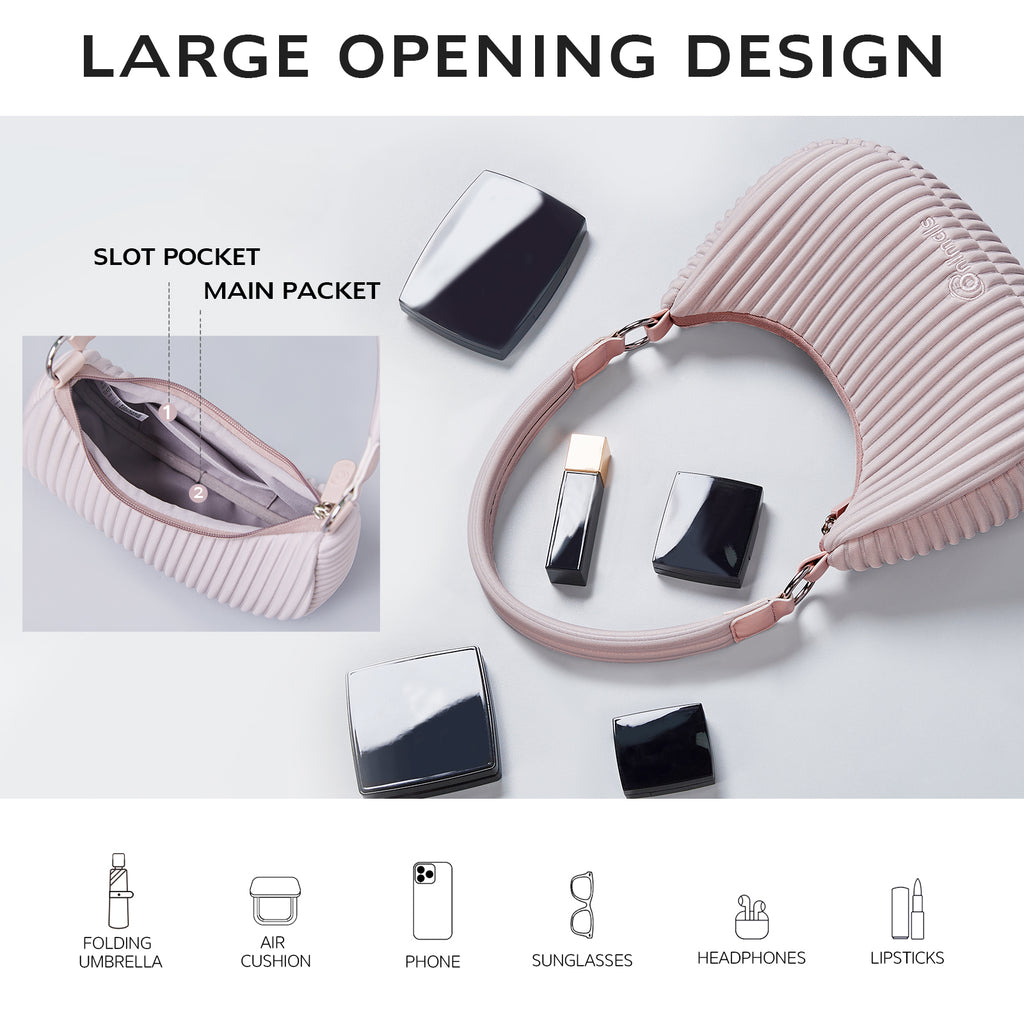 Onimals Fashion Women's Crescent Bag Vertical Pleated Texture Padded Handle Shoulder Bag Custom Logo Accepted