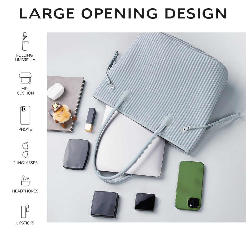 ONIMALS Women's Tote Bag Vertical Pleated Texture with Decorative Drawstring Large Capacity Shoulder Bag Custom Logo Accepted