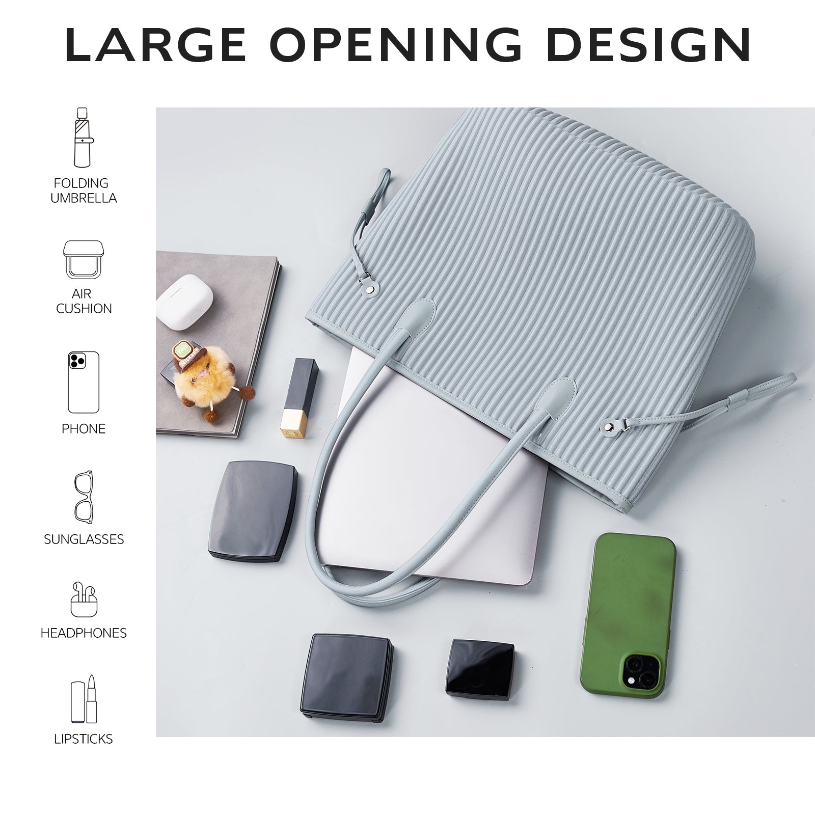 ONIMALS Women's Tote Bag Vertical Pleated Texture with Decorative Drawstring Large Capacity Shoulder Bag Custom Logo Accepted