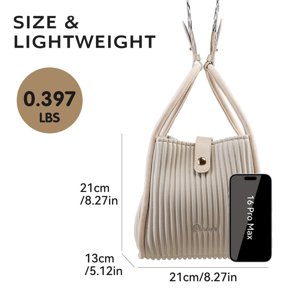 ONIMALS Wholesale Vertical Pleated Bucket Bags Bulk Available 2-Way Convertible Handbags Custom Logo Accepted for Boutiques