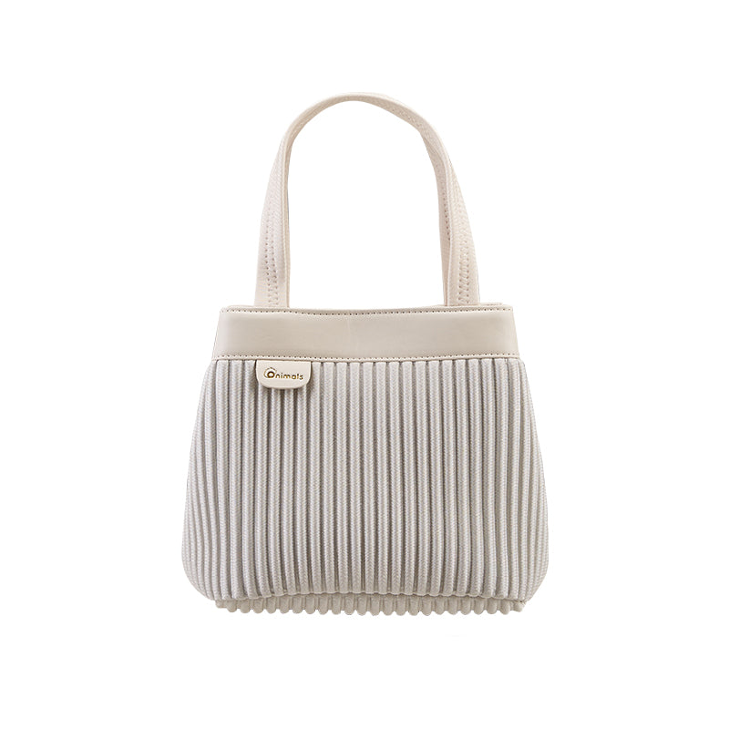 Onimals Timeless Vertical Pleated Tote Bag Luxury Black Textured Hand Bag with Minimalist Design Ideal