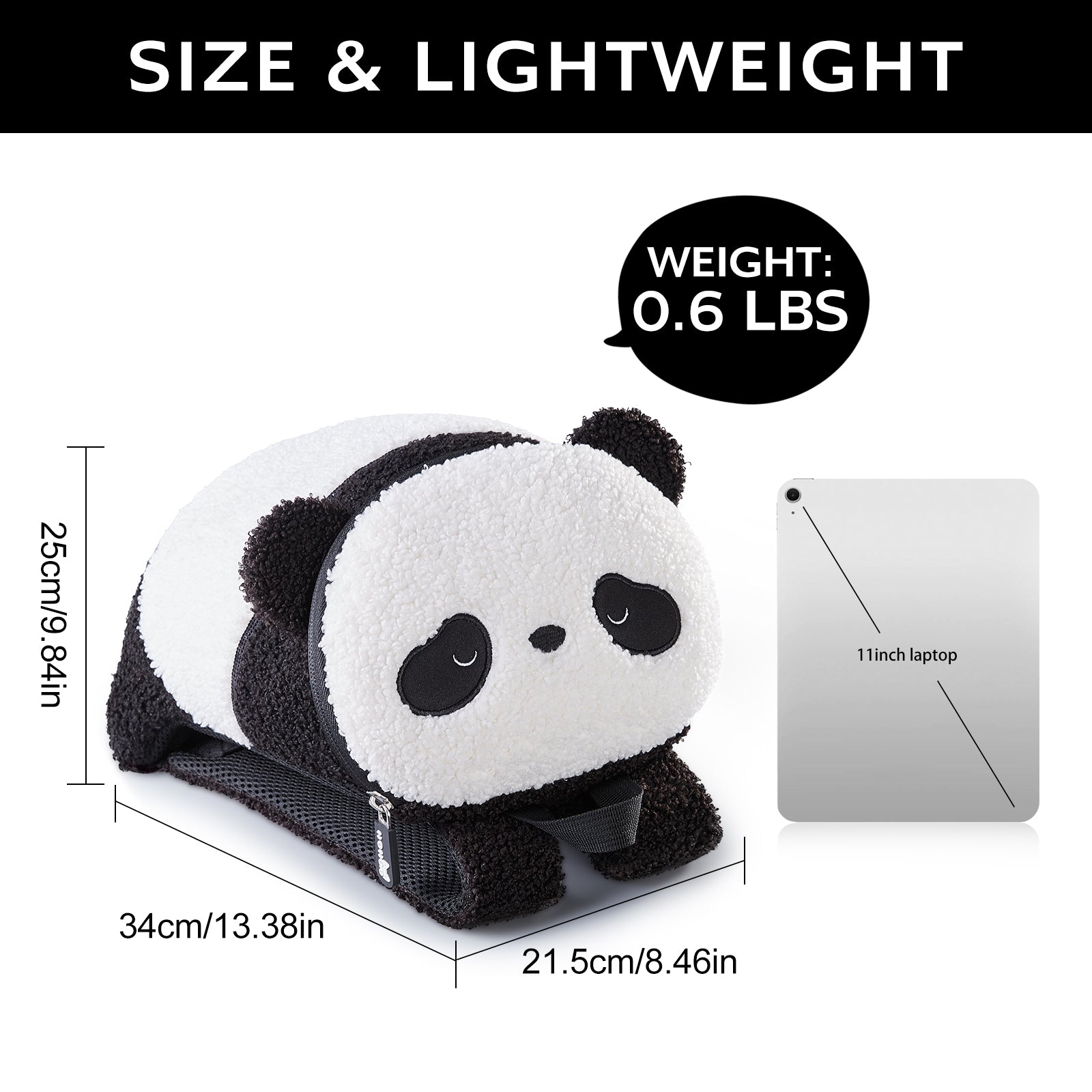 NOHOO New Trendy Plush Faux Fur Girls' School Bag Children's Backpack Cute Panda Plush Backpack