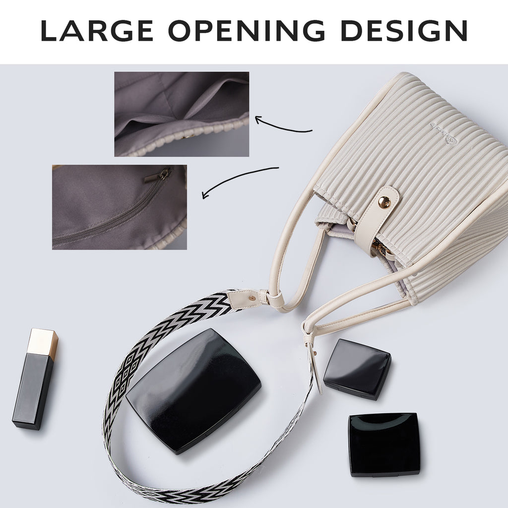 ONIMALS Wholesale Vertical Pleated Bucket Bags Bulk Available 2-Way Convertible Handbags Custom Logo Accepted for Boutiques