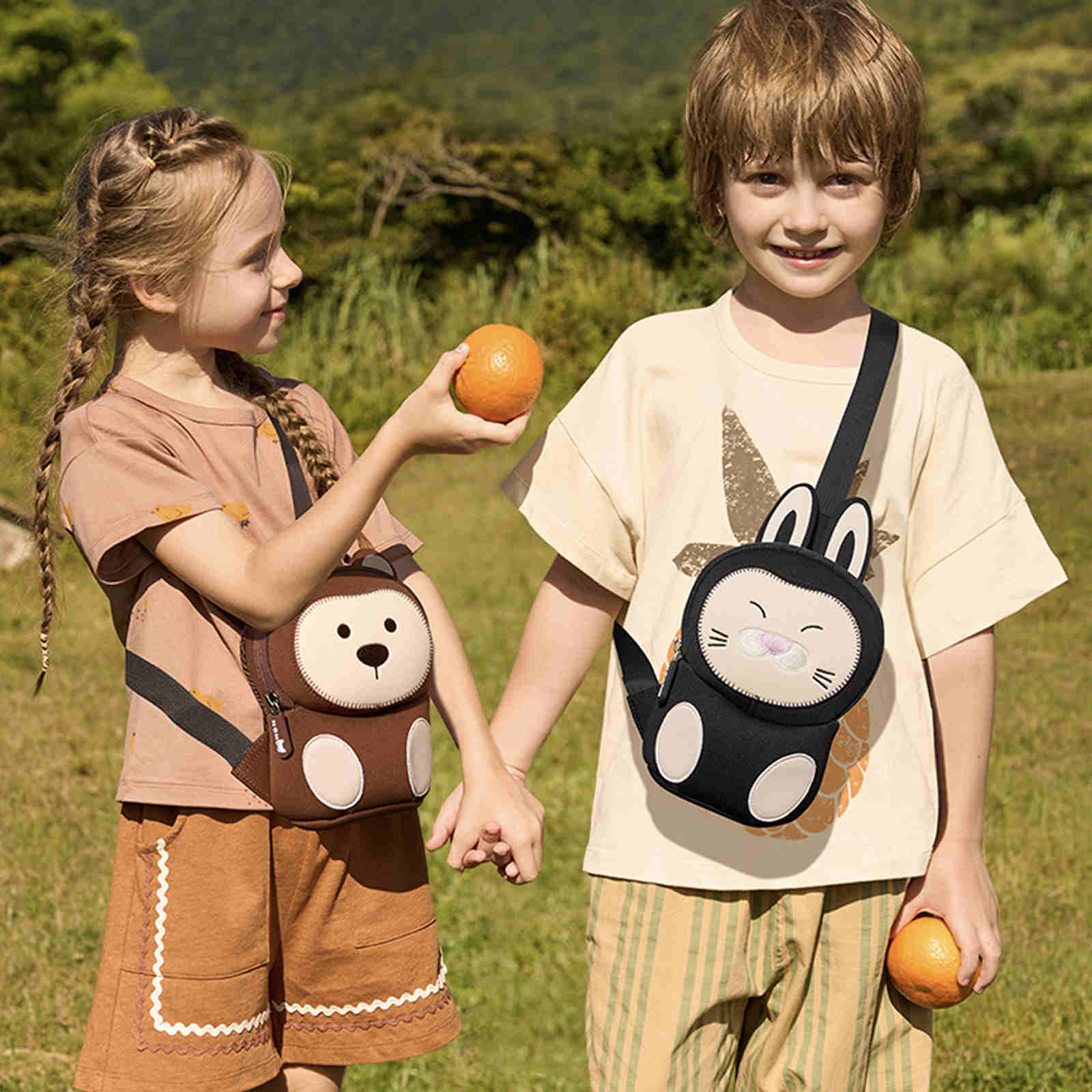 NOHOO Waterproof School Backpack for Kids Cartoon Style Chest Bag with Zipper Closure for Age 2 Years Old Boys and Girls