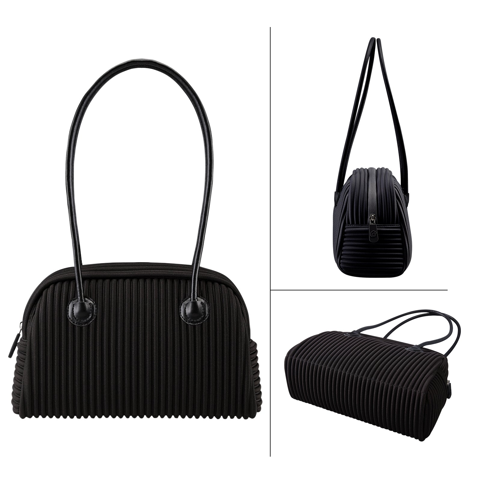 ONIMALS Retro Women's Bowling Bag Vertical Pleated Textured Handle Shoulder Bag for Wholesale & Boutique