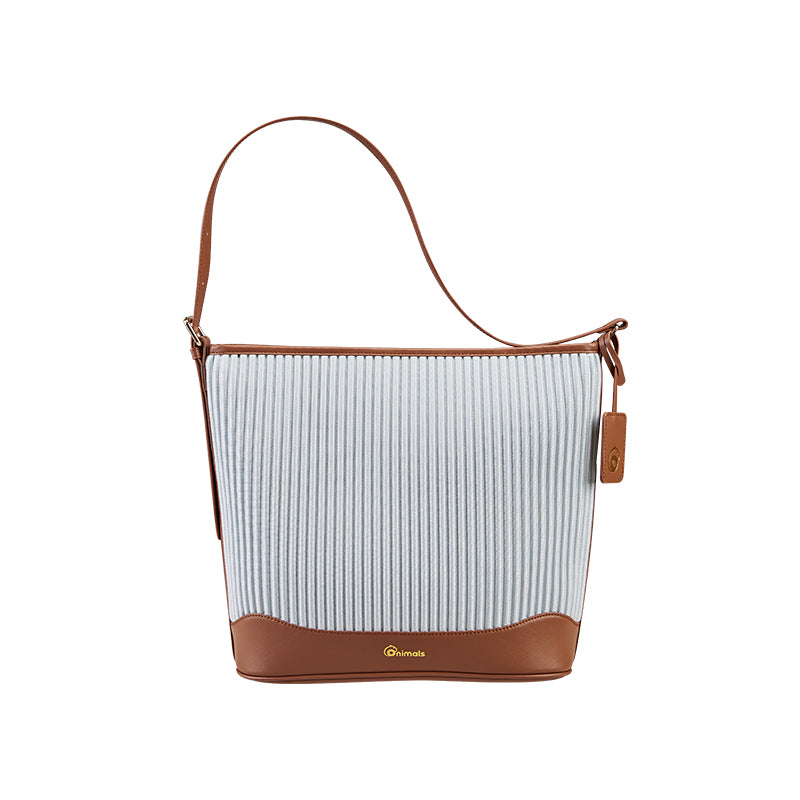 Onimals Wholesale Pleated Hobo Bags Bulk Available Two-Tone Vertical Pleated Shoulder Tote Bags
